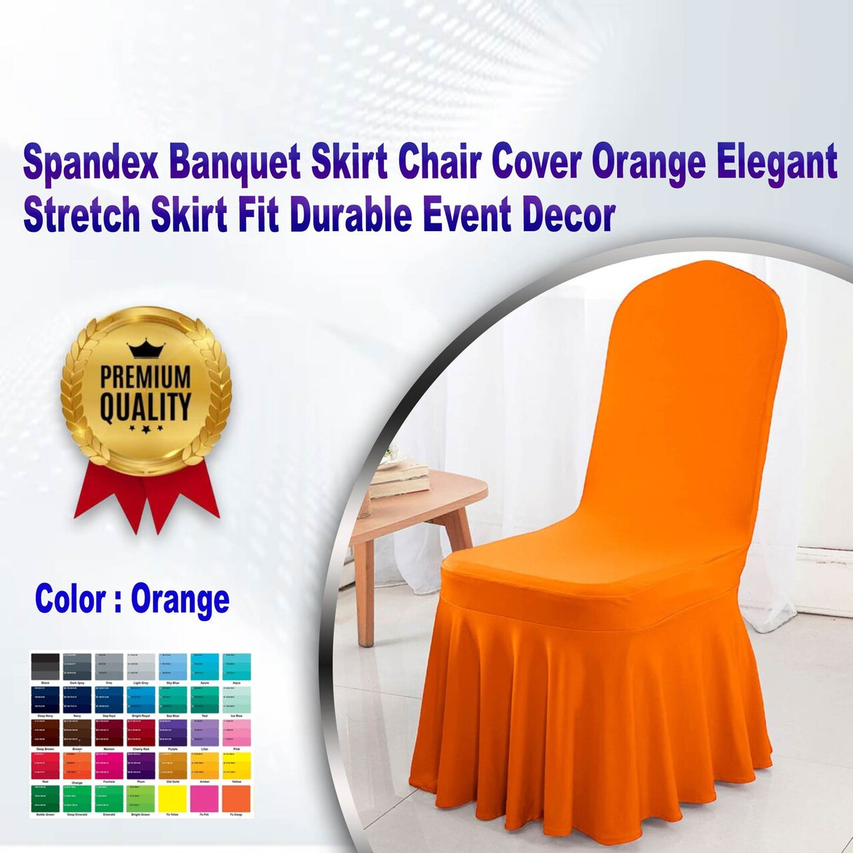 Spandex Banquet Skirt Chair Cover Orange Elegant Stretch Skirt Fit Durable Event Decor