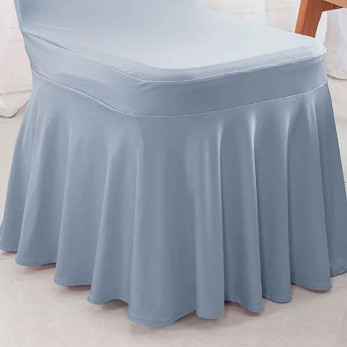 Spandex Banquet Skirt Chair Cover Dusty Blue Stretch Elegant Wedding Decor