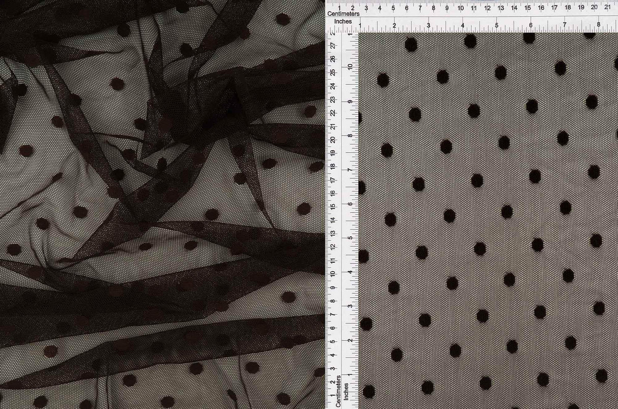 1 Yard Polka Dot Lace Mesh Solid Fabric, 58/60? Wide Nylon Spandex Blend