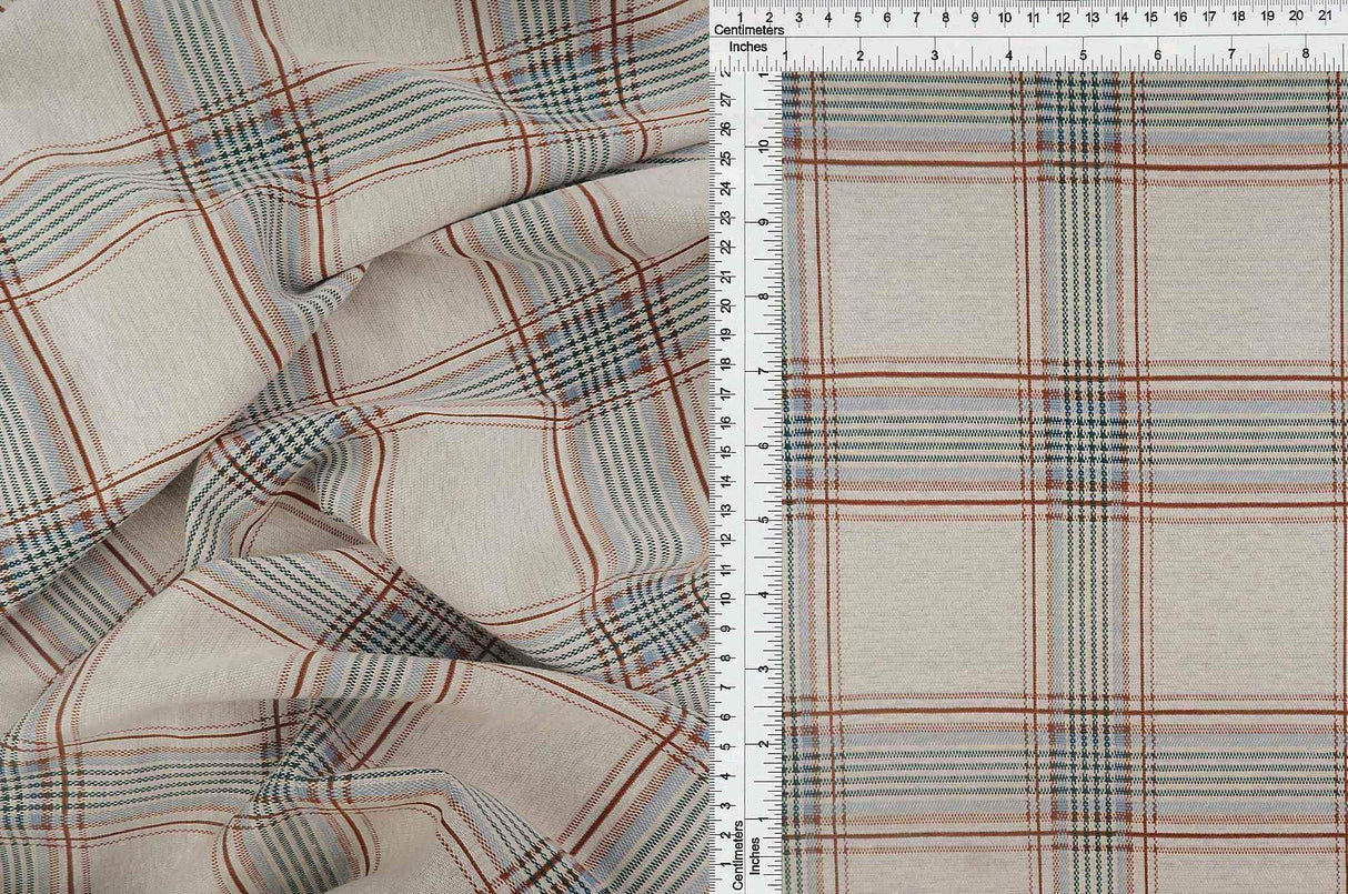1 Yard Soft Plaid Jacquard Double Knit Fabric Stretch Material 58/60 Inches Wide