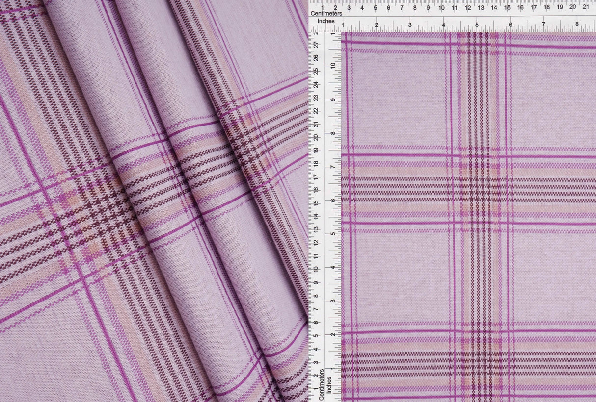 1 Yard Double Knit Jacquard Plaid Fabric, 58/60'' Wide Poly Rayon Spandex Blend