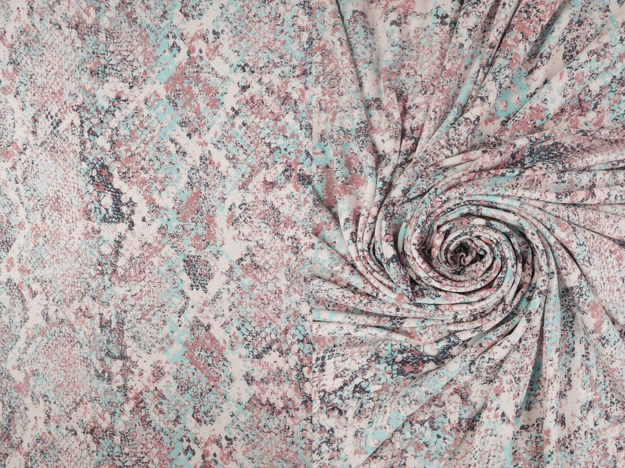 1 Yard Rayon Spandex Jersey Knit Fabric Snake Skin Print Lightweight Stretch 58/60" Width