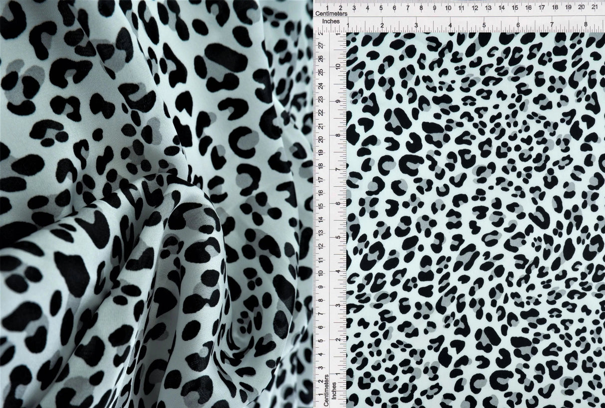 1 Yard Grey Animal Shiny Satin Fabric Lightweight 57/58 Inches Wide