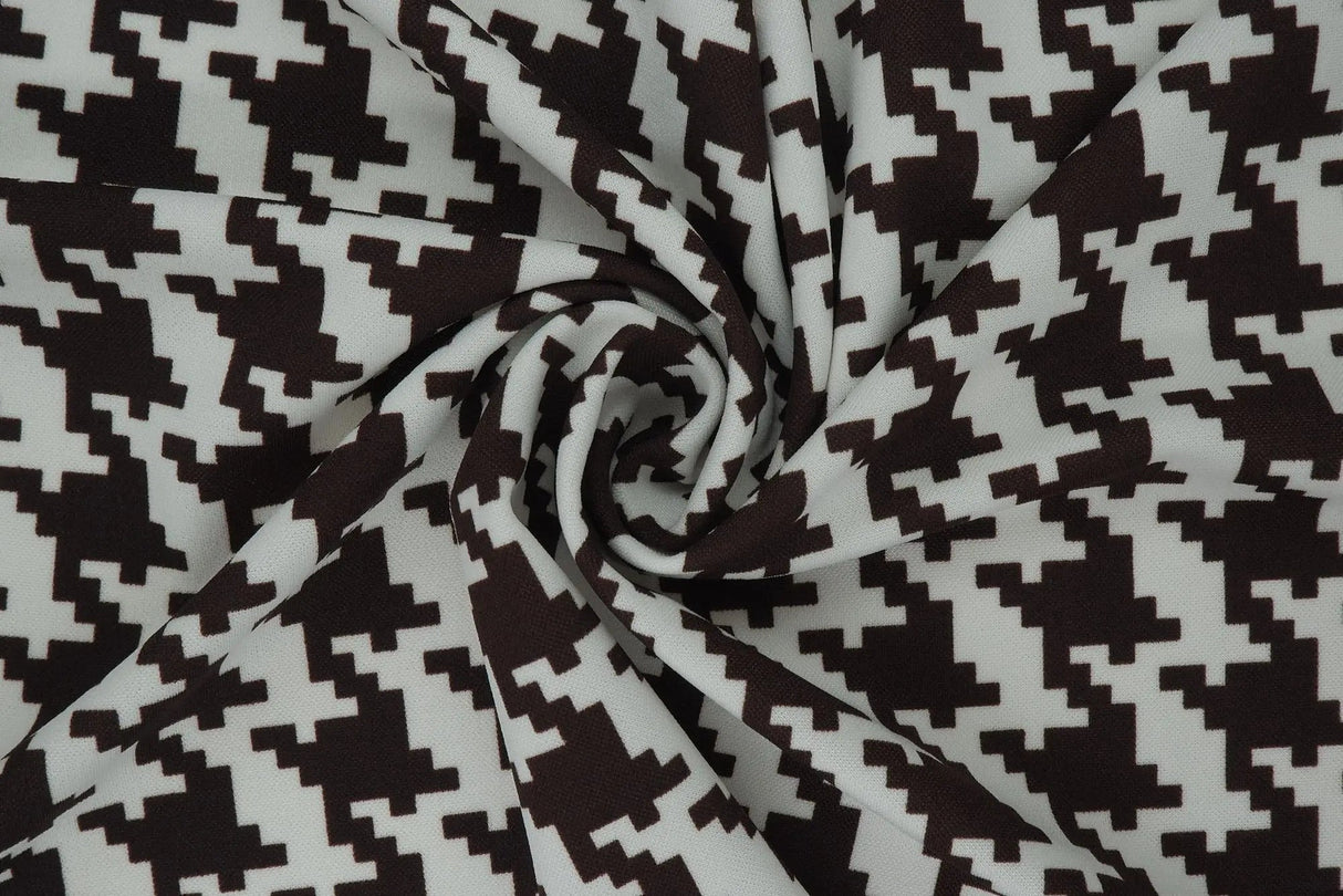 Techno Crepe Knit Fabric Houndstooth Print, Stretchy & Structured 58/60" Wide