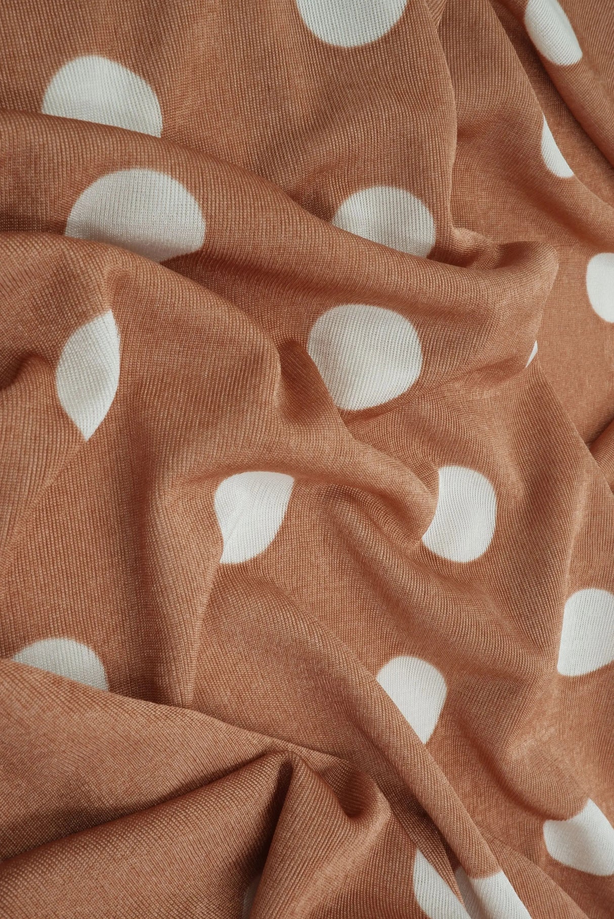 Slinky Rib Knit Fabric Polka Dot Print, 1x1 Stretch Soft & Drapey 52/54" Wide