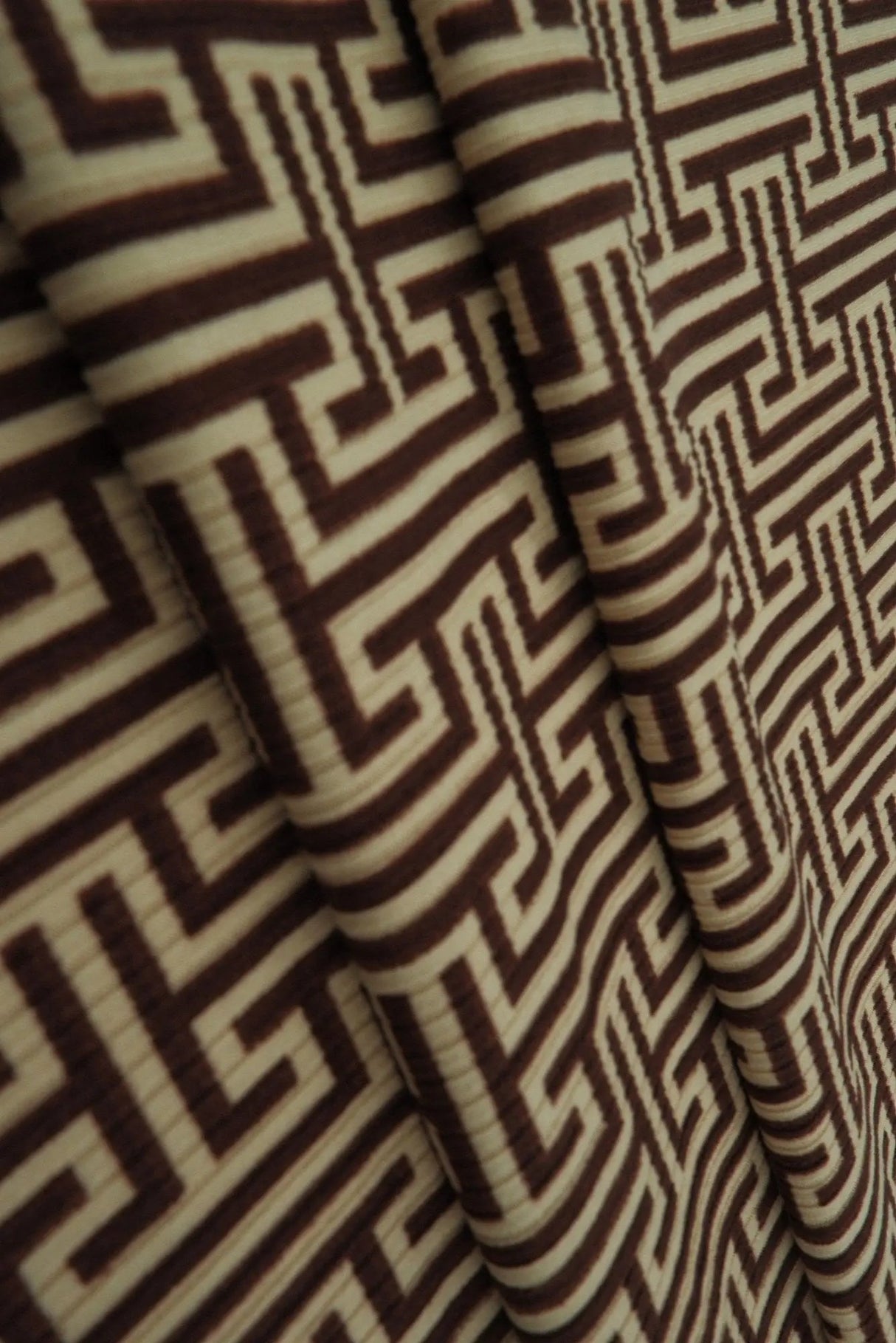 4x2 Yummy Rib Geo Greek Retro Print Knit Fabric, Soft Stretch Polyester Spandex 58/60” Wide