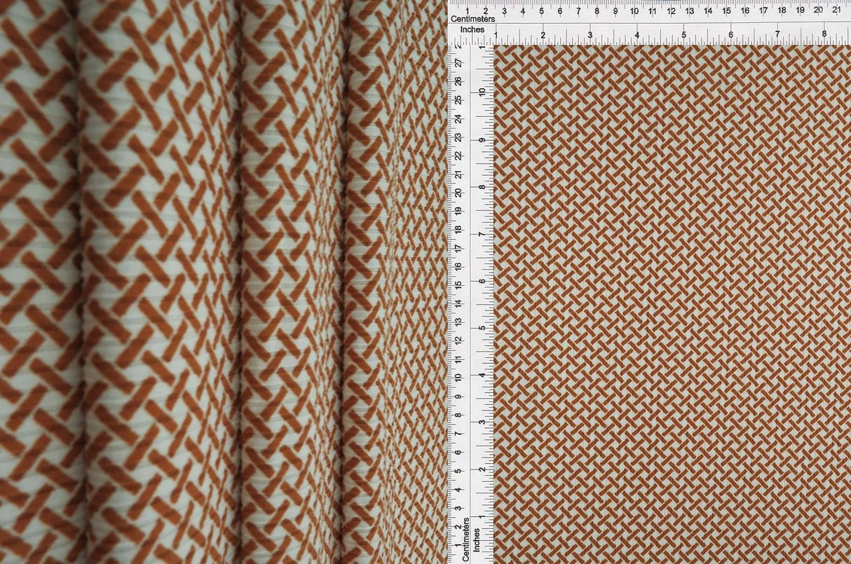 1 Yard Polyester Spandex Yummy Rib Knit Fabric Retro Geo Window Pane Print 58/60" Width