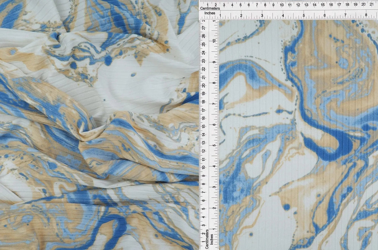 1 Yard Polyester Spandex Yummy Rib Knit Fabric Marble Print Soft Stretch 58/60"