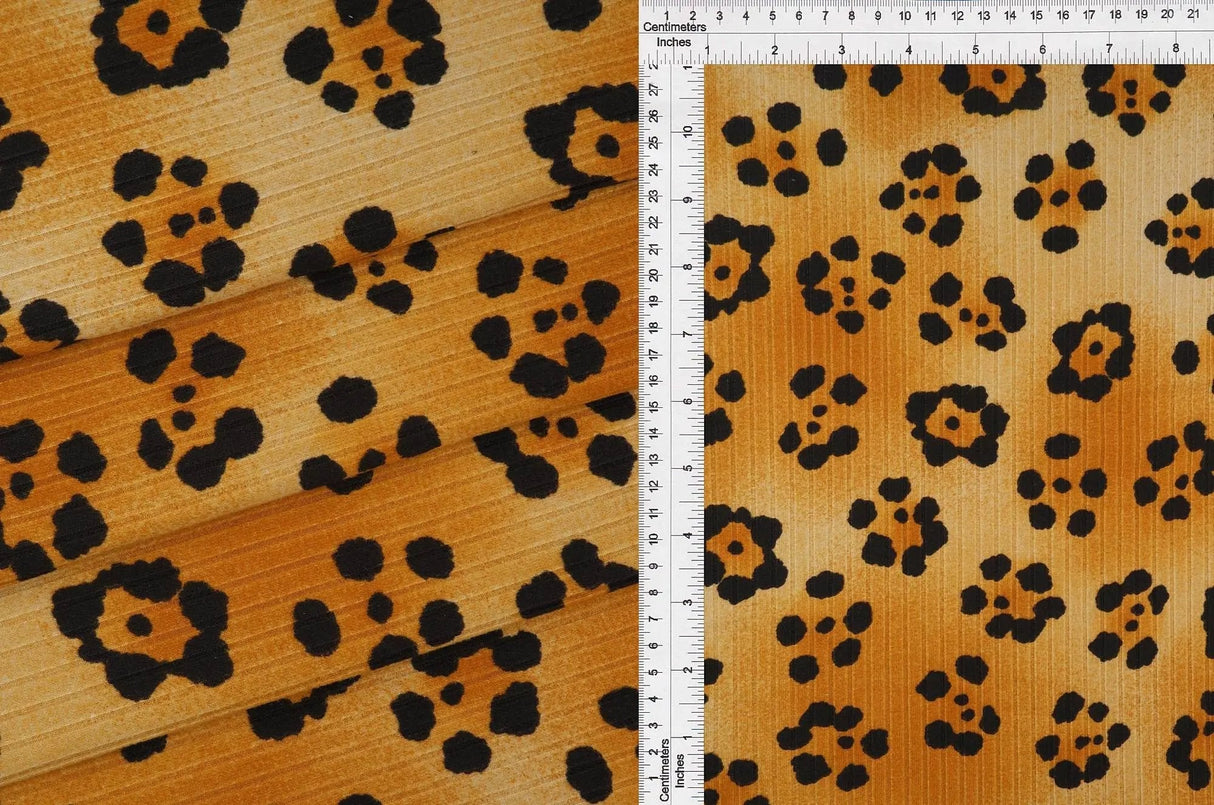 1 Yard Leopard Animal 8X3 Yummy Rib Knit Fabric Soft Stretch 58/60" Wide