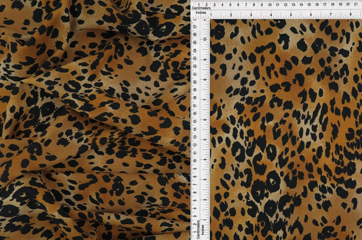 Techno Crepe Leopard Print Knit Animal Stretch Fabric, 58/60" Wide