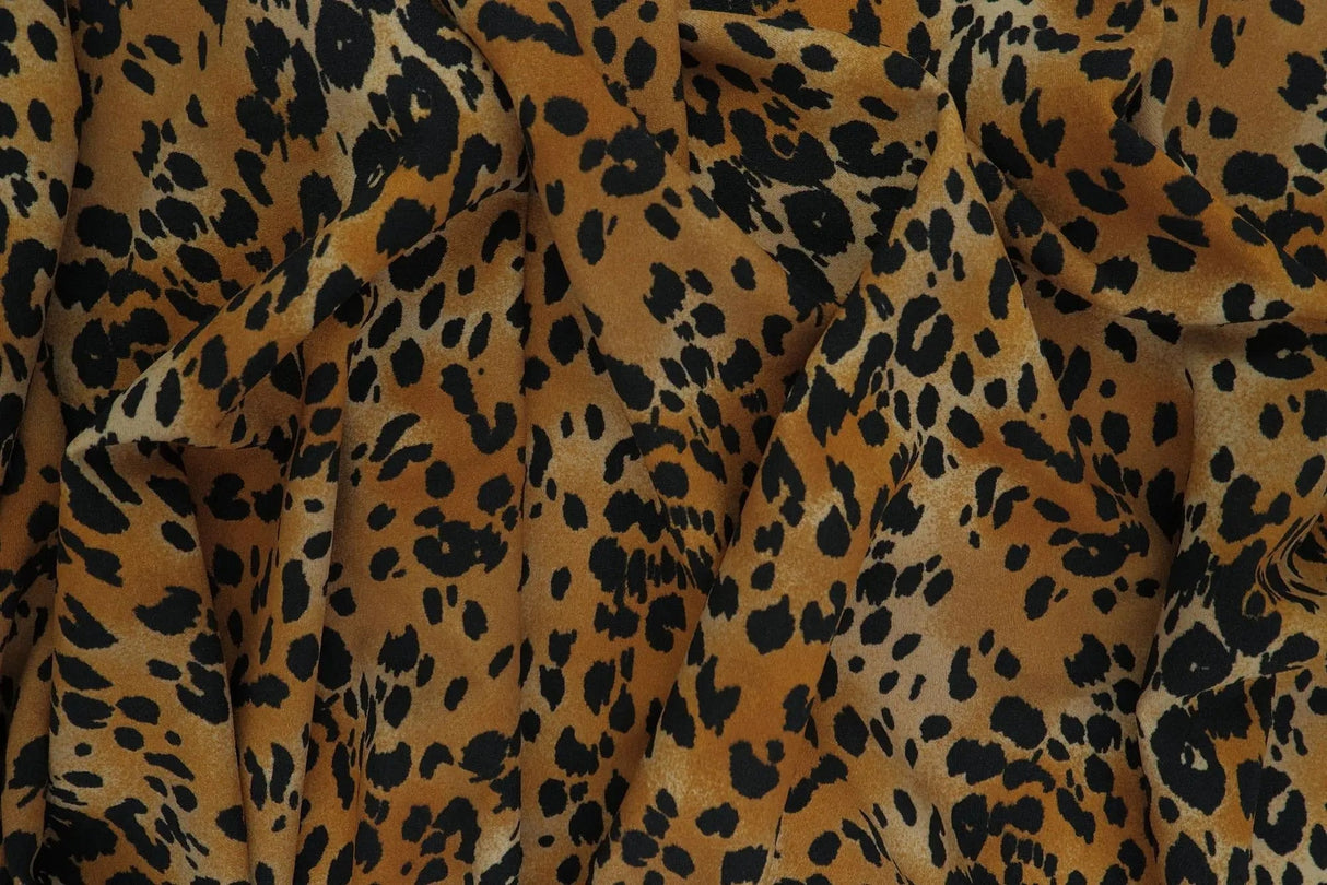 Techno Crepe Leopard Print Knit Animal Stretch Fabric, 58/60" Wide