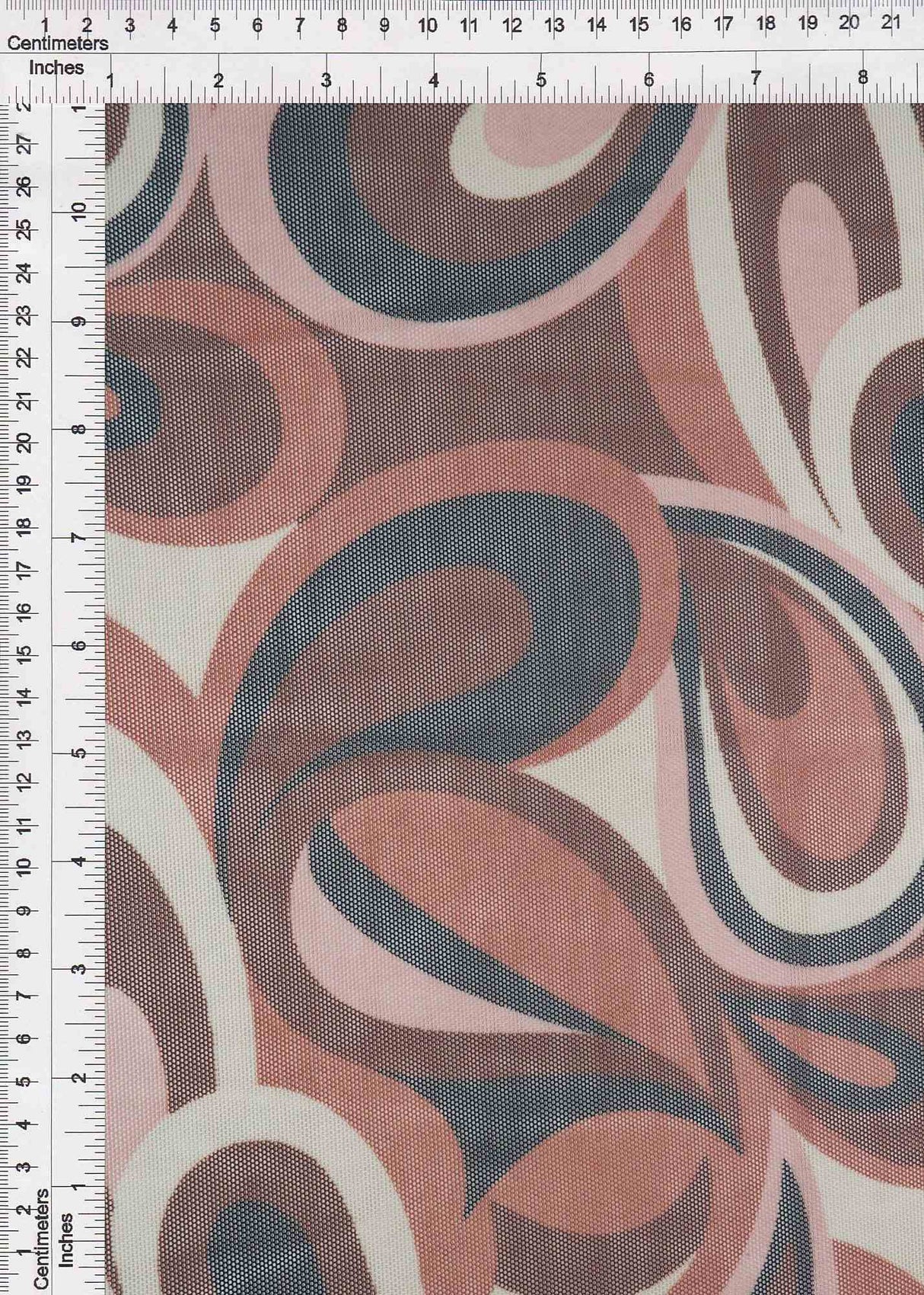 1 Yard Polyester Spandex Mesh Fabric Retro Paisley Geo Print Soft Sheer 58/60" Width