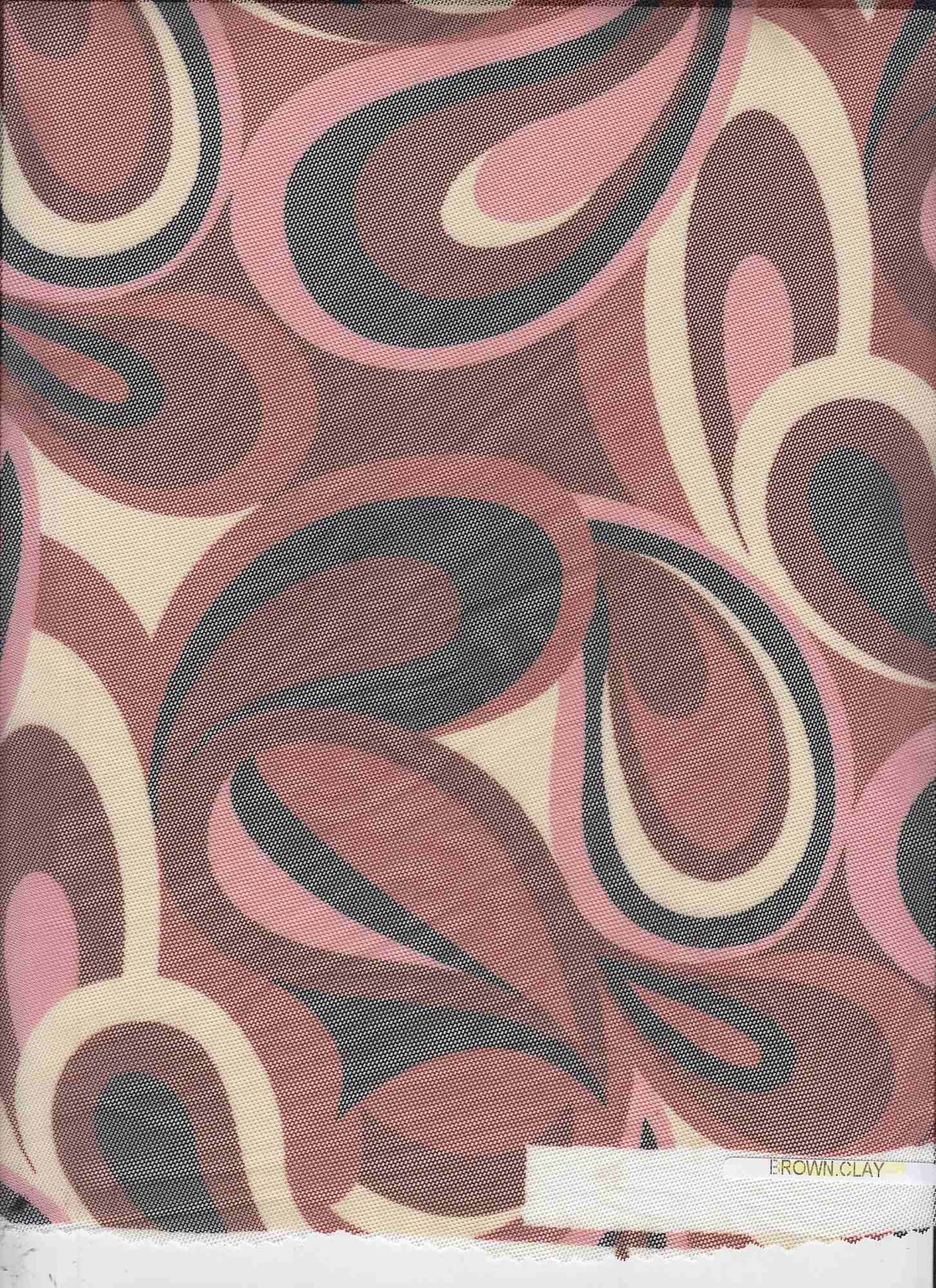 1 Yard Retro Paisley Geo Mesh Print Fabric Stretch Lightweight 58/60 Inches Wide