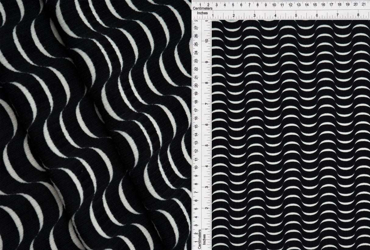 4x2 Yummy Rib Abstract Print Knit Soft & Lightweight Stretch Fabric, 58/60" Wide