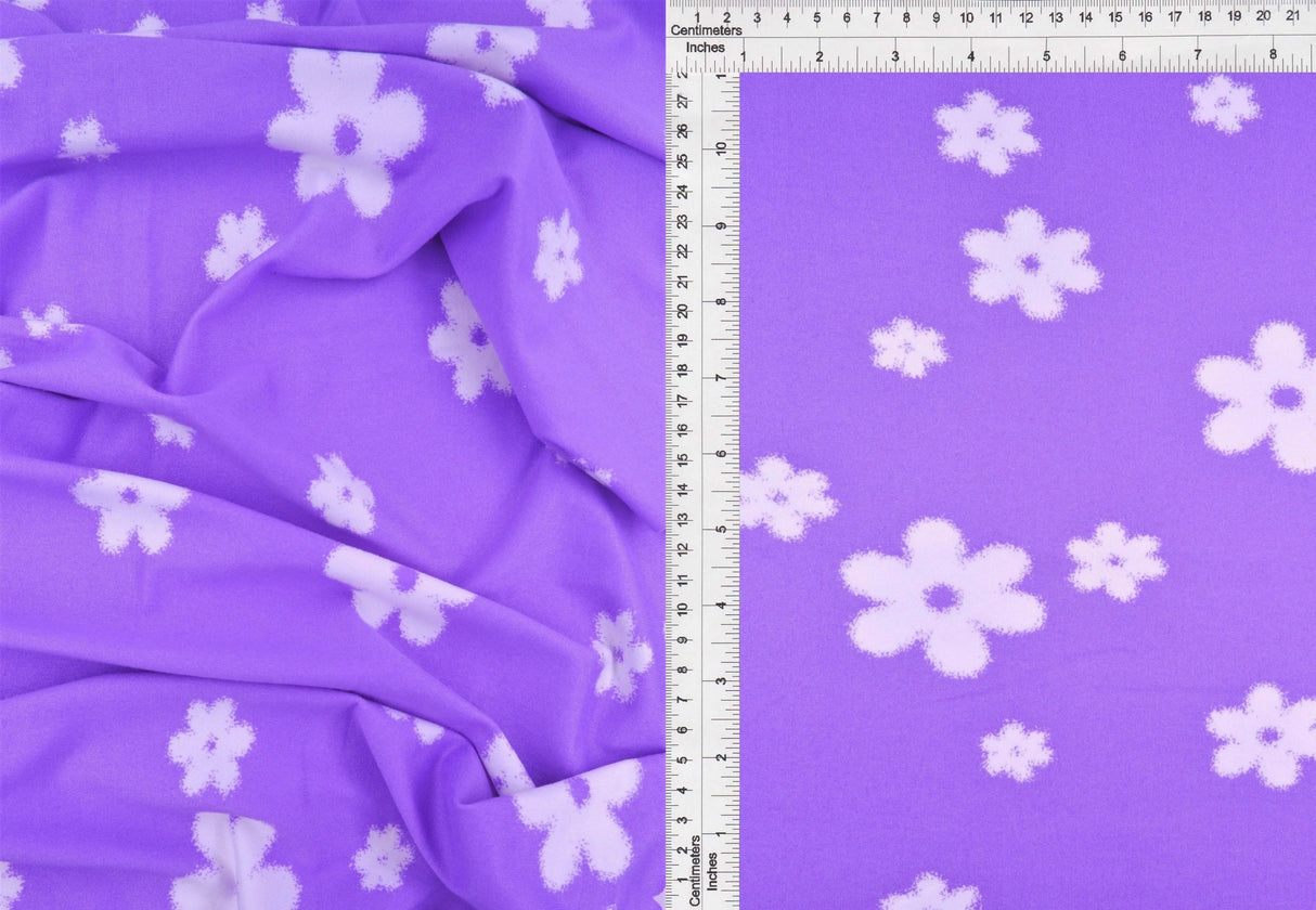 DTY Brushed Floral Knit Fabric, Soft Stretch Flower Print 58/60" Wide