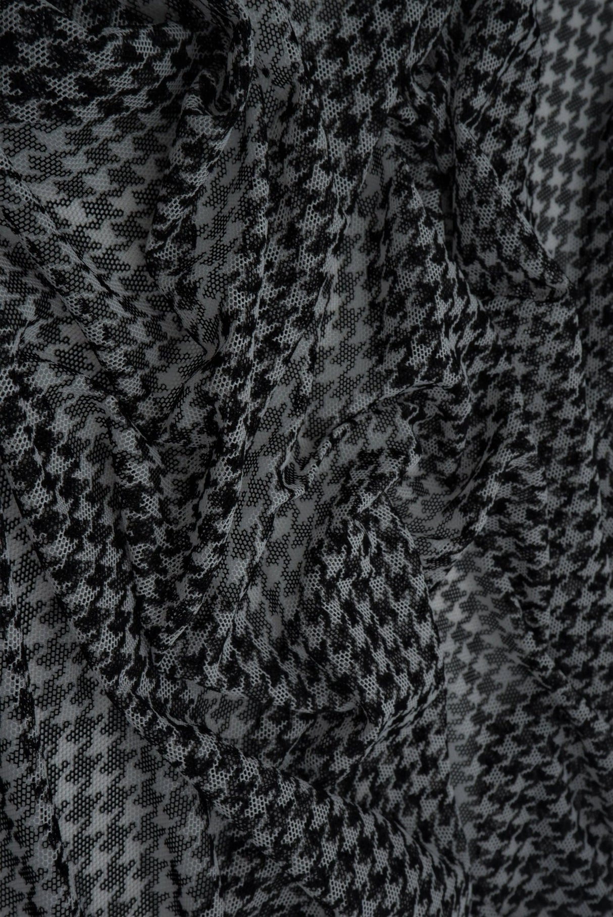 1 Yard Polyester Spandex 80 GSM Mesh Fabric Houndstooth Print Lightweight Stretch Soft 54" Width