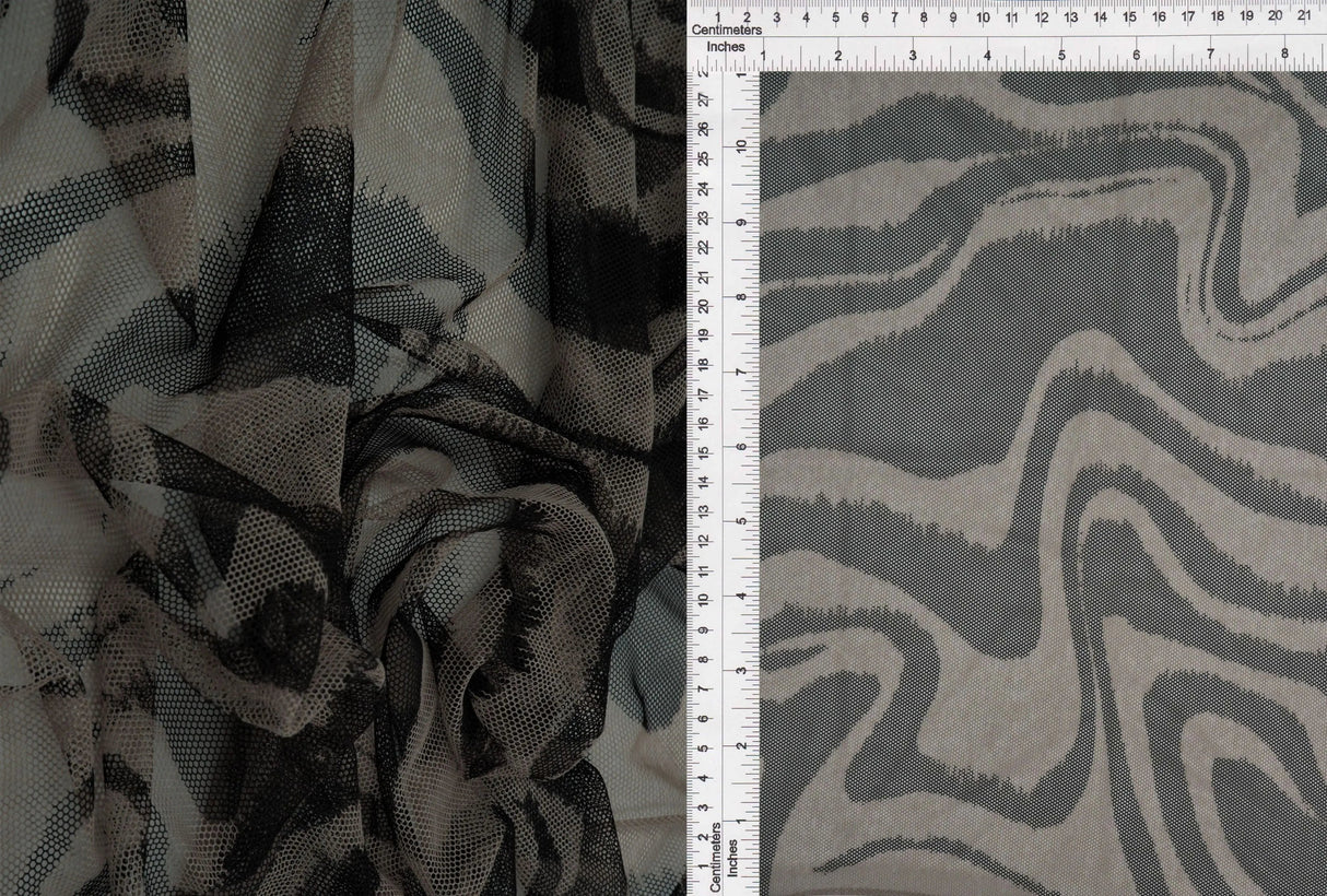 1 Yard Geometric Mesh Fabric 1 Yard Lightweight Stretch Sheer Print 54" Wide