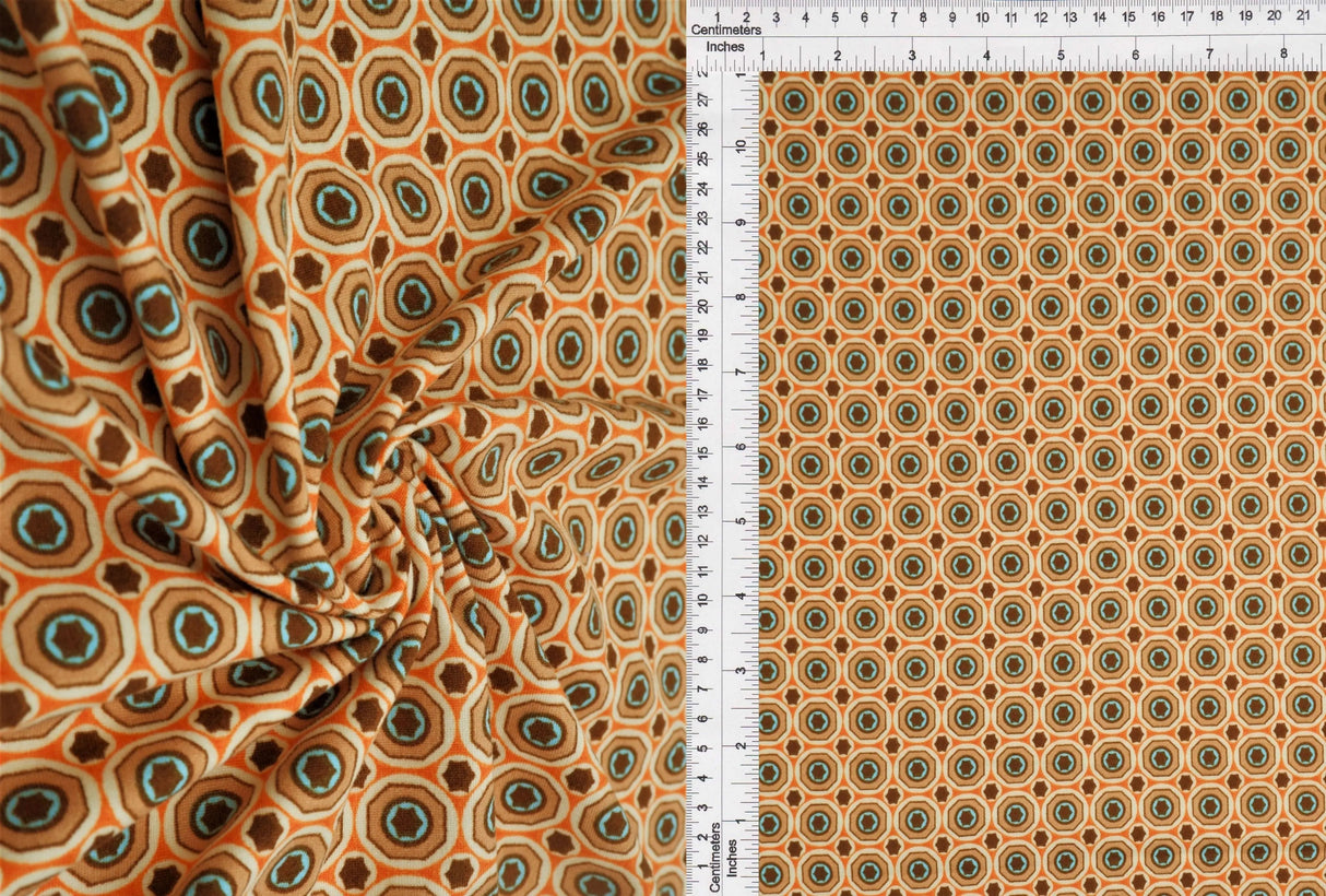 DTY Brushed Geometric Print Fabric, Soft Lightweight Design Stretch Knit, 58/60" Wide