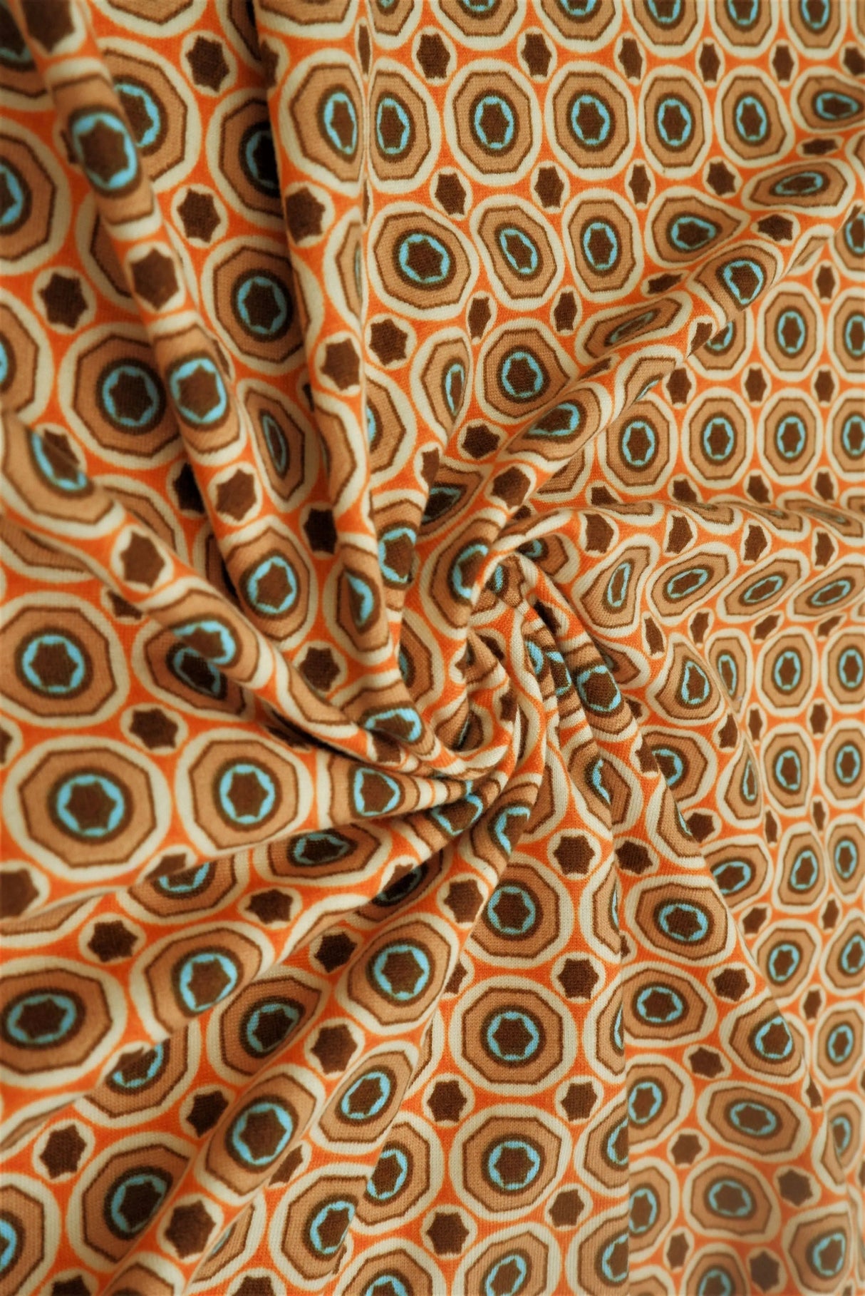 DTY Brushed Geometric Print Fabric, Soft Lightweight Design Stretch Knit, 58/60" Wide