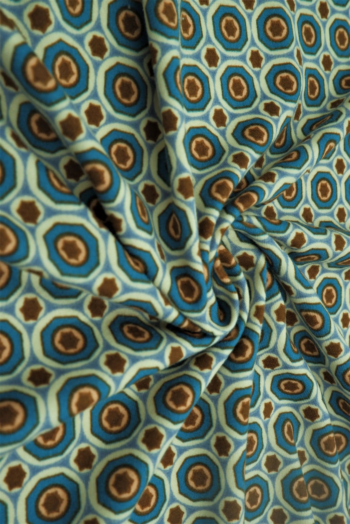 DTY Brushed Geometric Print Fabric, Soft Lightweight Design Stretch Knit, 58/60" Wide
