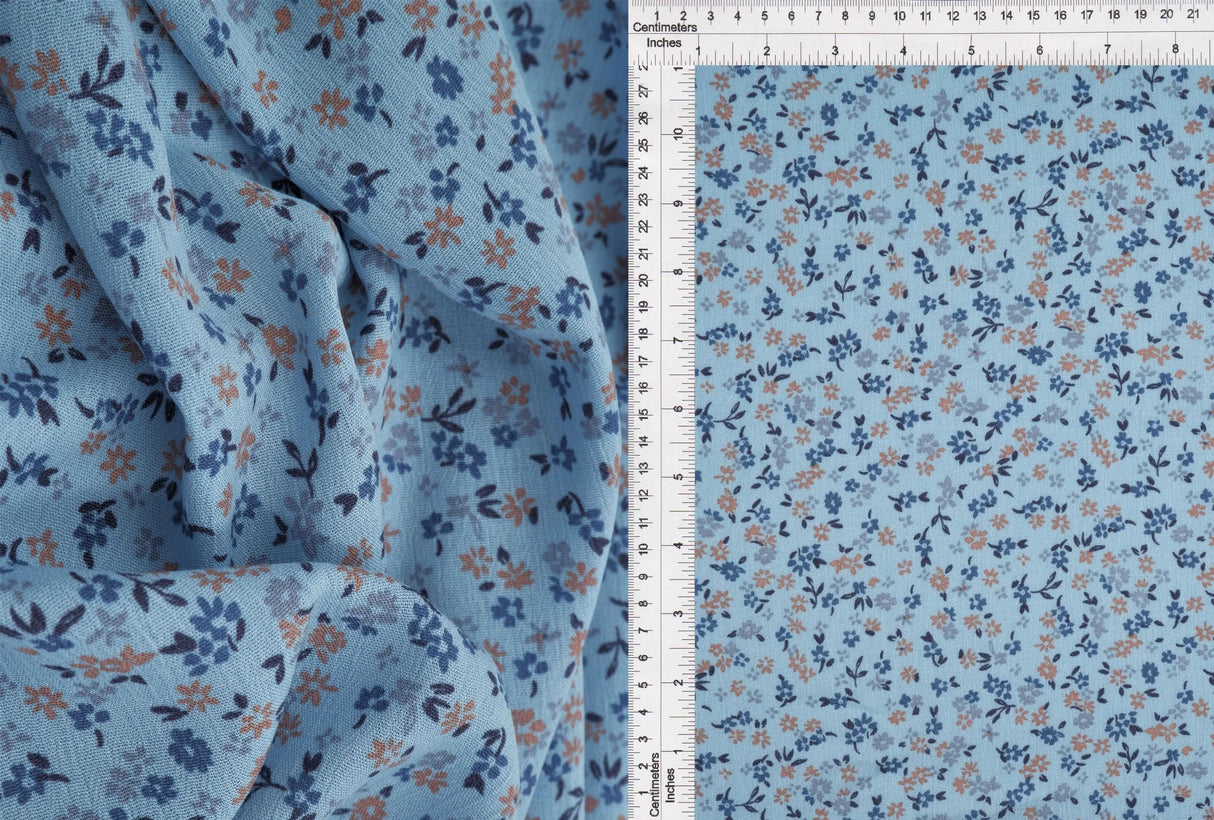 Rayon Crepon Ditsy Vintage Floral Fabric, Lightweight Woven 50/52" Wide