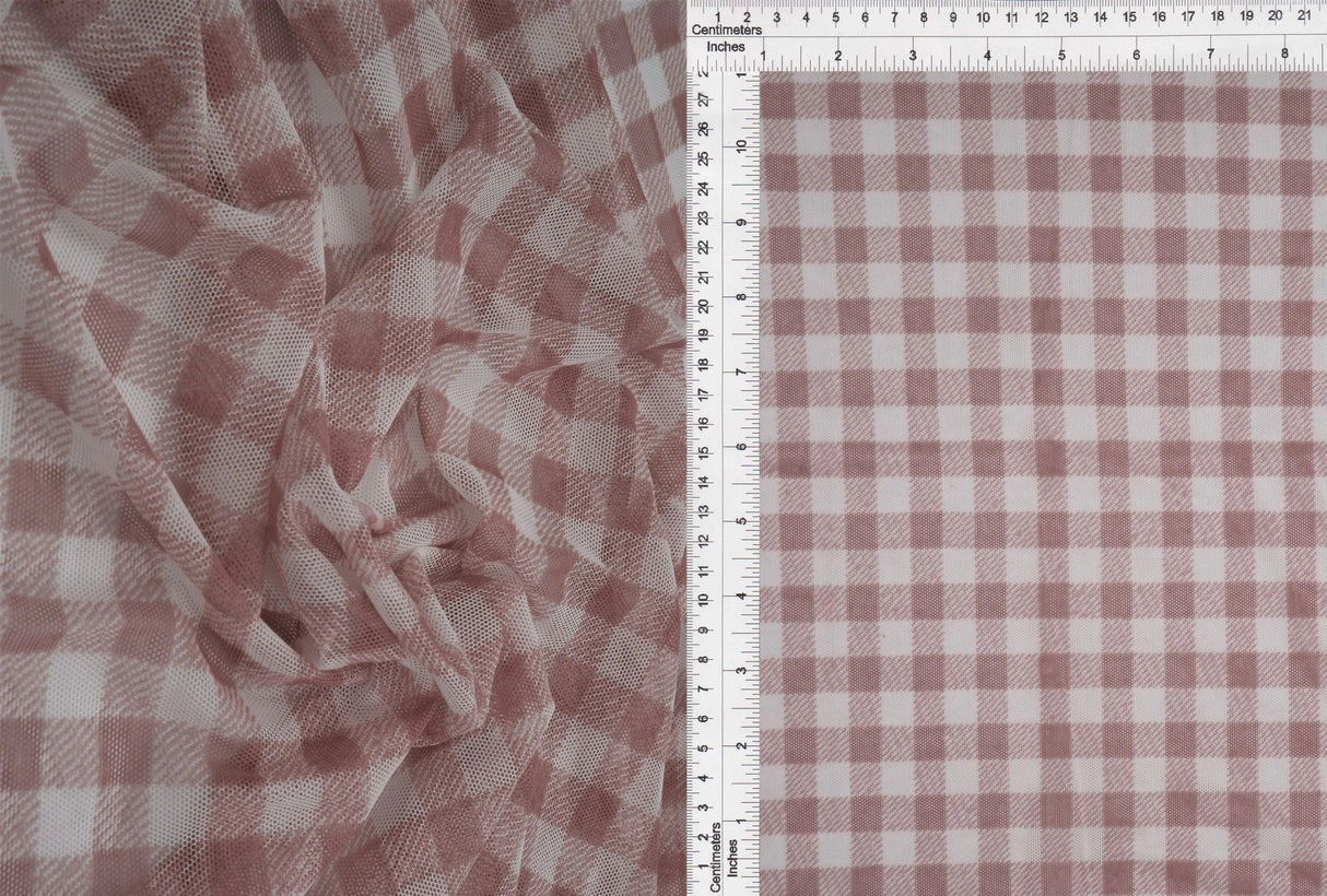 1 Yard Plaid Gingham Mesh Fabric Lightweight Stretch 54 Inches Wide