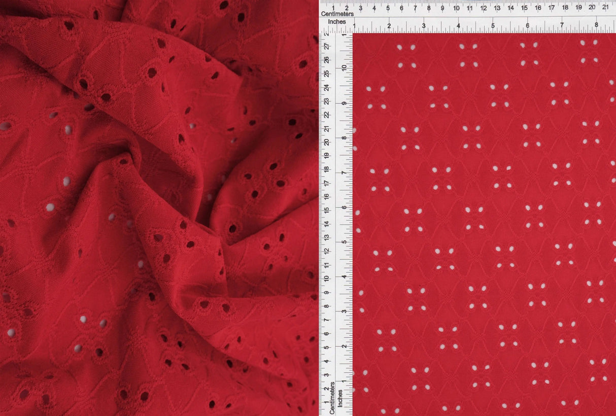 1 Yard DTY Knit Jacquard Eyelet Fabric 190 GSM, 58/60'' Wide Polyester Spandex Blend
