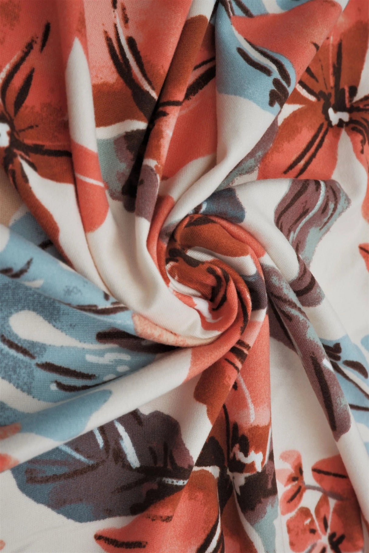 DTY Brushed Big Floral Knit Fabric, Soft Stretch Flower Print 58/60" Wide