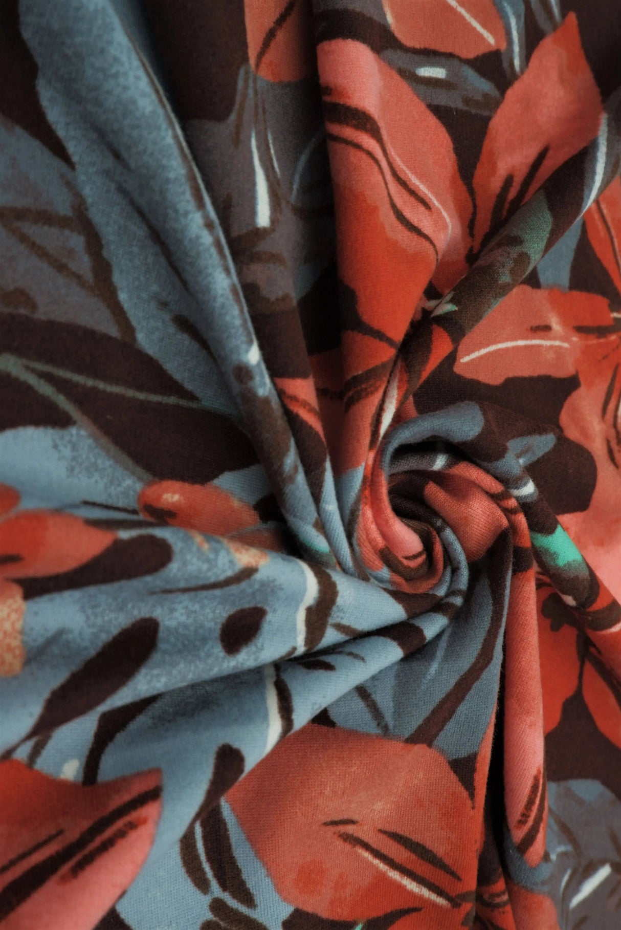 DTY Brushed Big Floral Knit Fabric, Soft Stretch Flower Print 58/60" Wide
