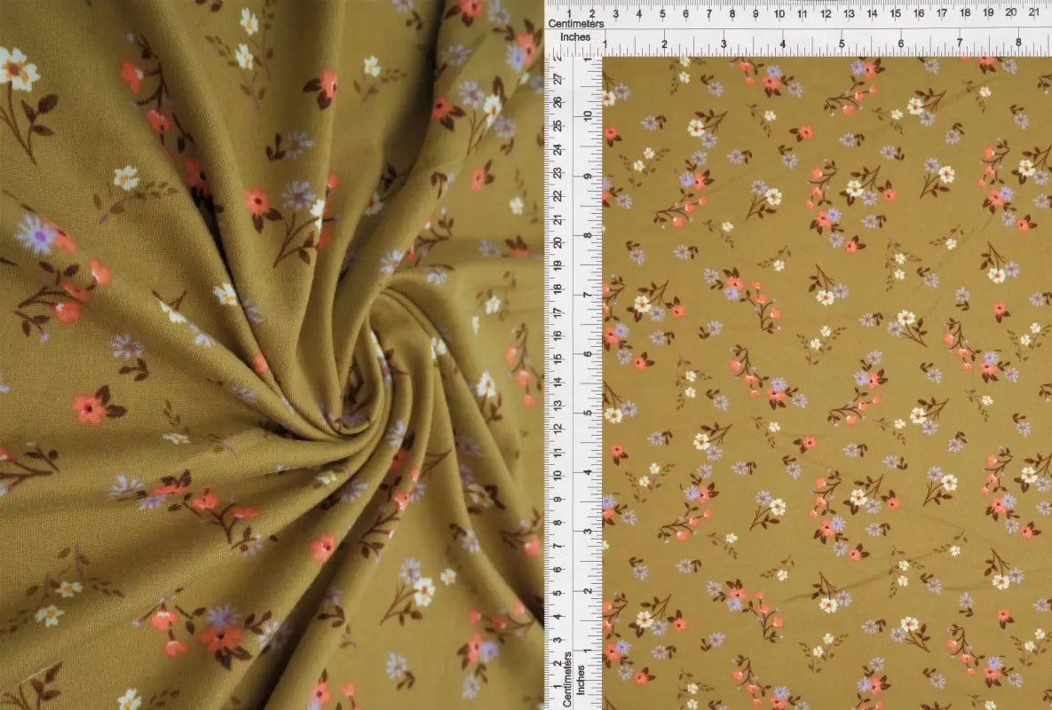 DTY Ditsy Floral Print Fabric Polyester Spandex Brushed Stretch Knit 58/60 Inches