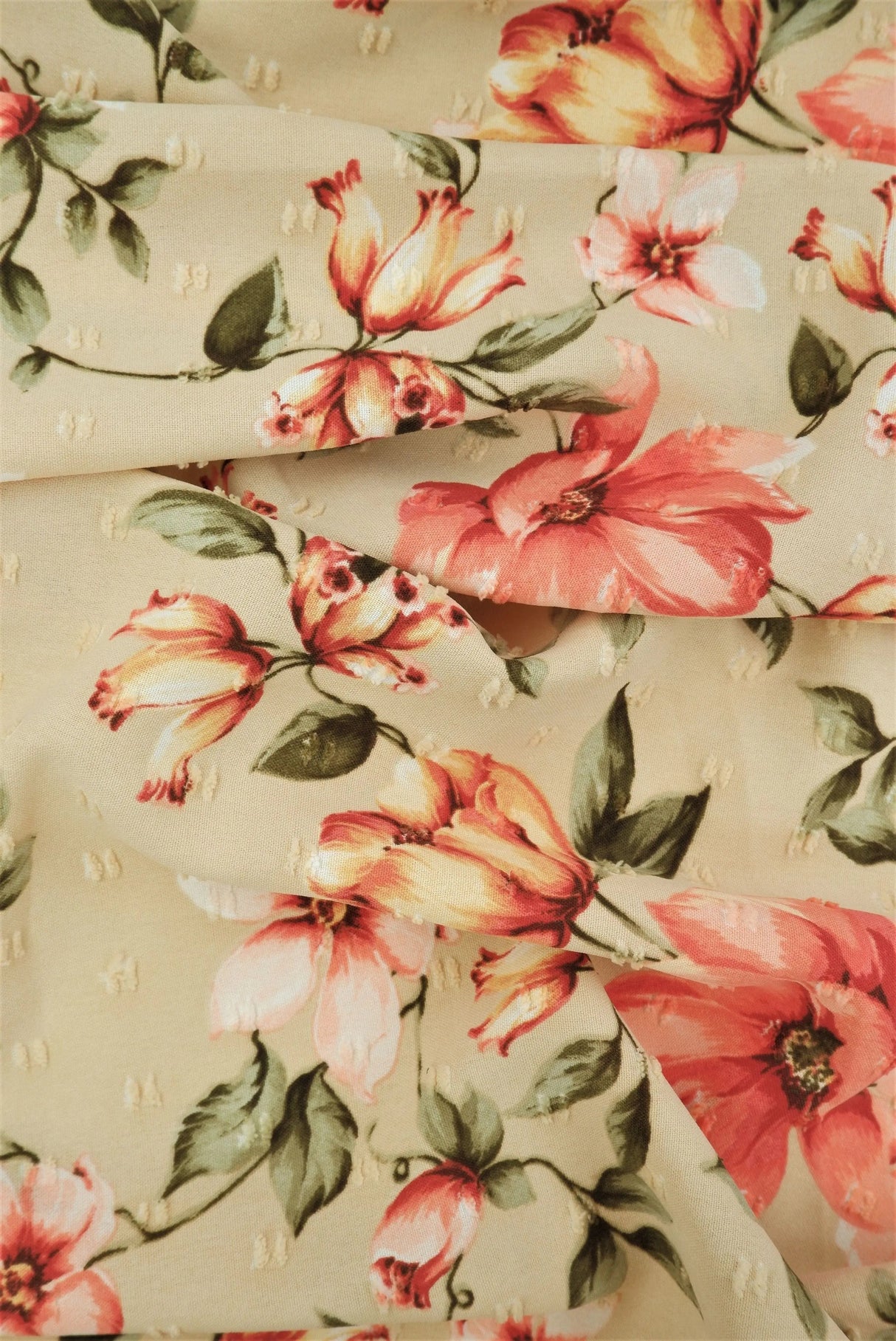 1 Yard CEY Airflow Swiss Dot Floral Fabric, 58/59'' Wide 100% Polyester