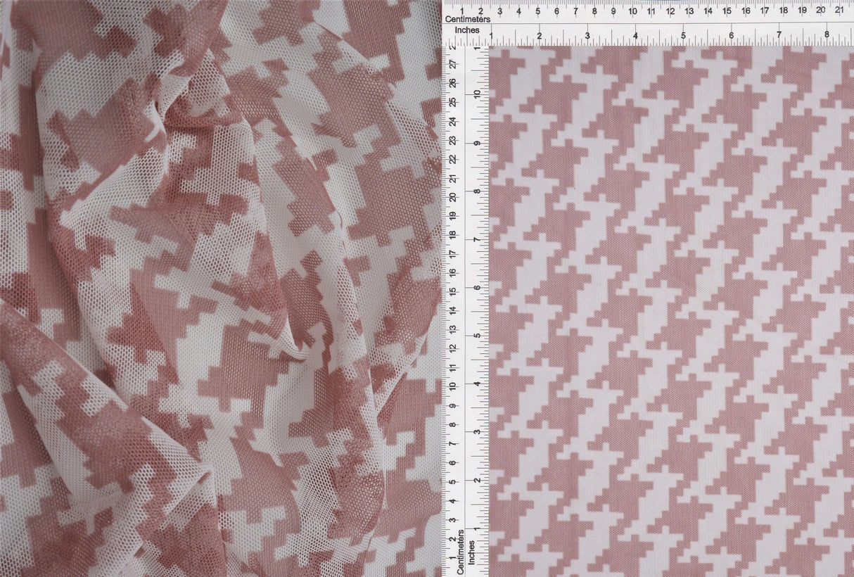 1 Yard Mesh Fabric Houndstooth Print Lightweight Stretch 54 Inches Wide
