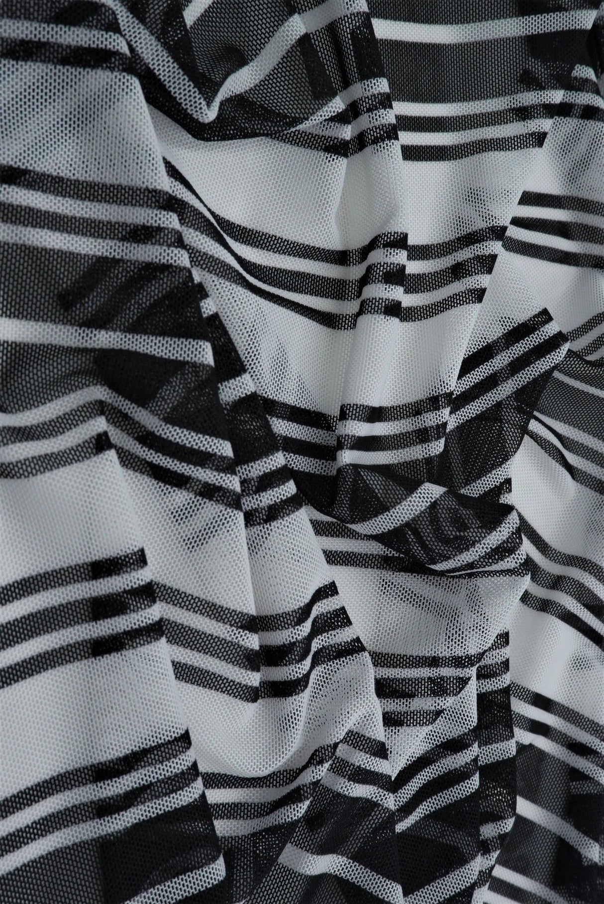 1 Yard Polyester Spandex 80 GSM Mesh Fabric Horizontal Stripe Print Lightweight Stretch 54" Width