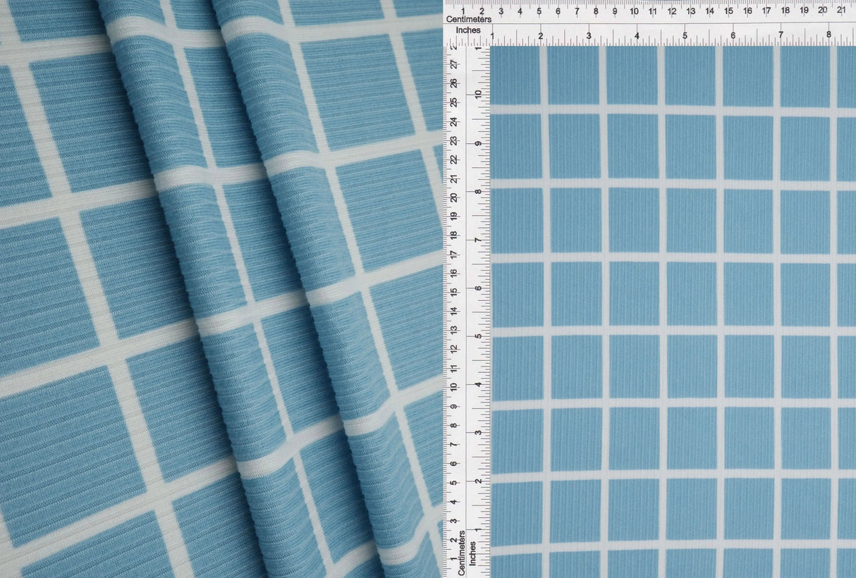 1 Yard Checkered Plaid Yummy Rib Knit Fabric 4x2 Soft Stretch 58 Inches Wide