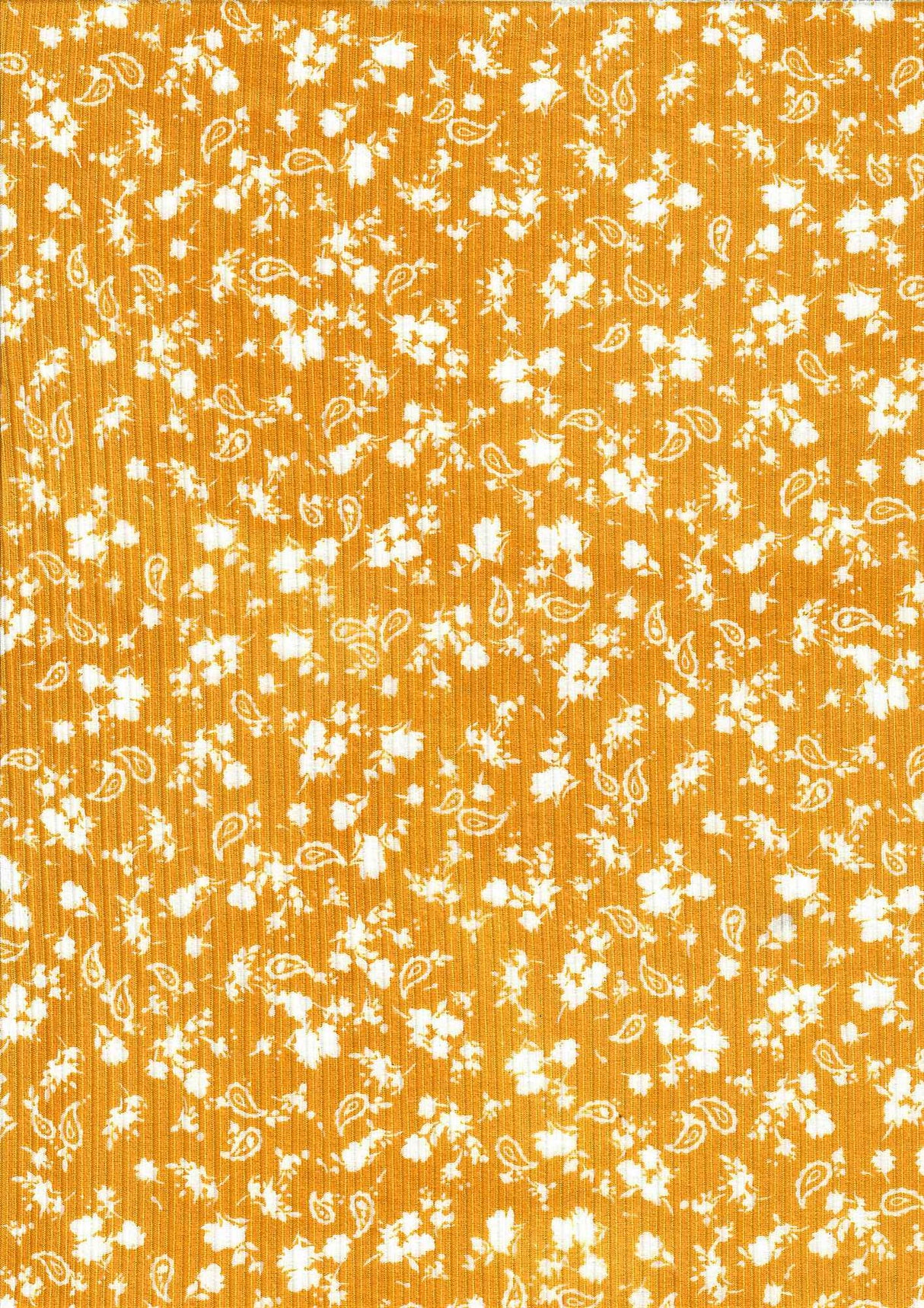 4×2 Yummy Rib Knit with Paisley Floral Print 58/60'' Wide Soft Stretch Fabric