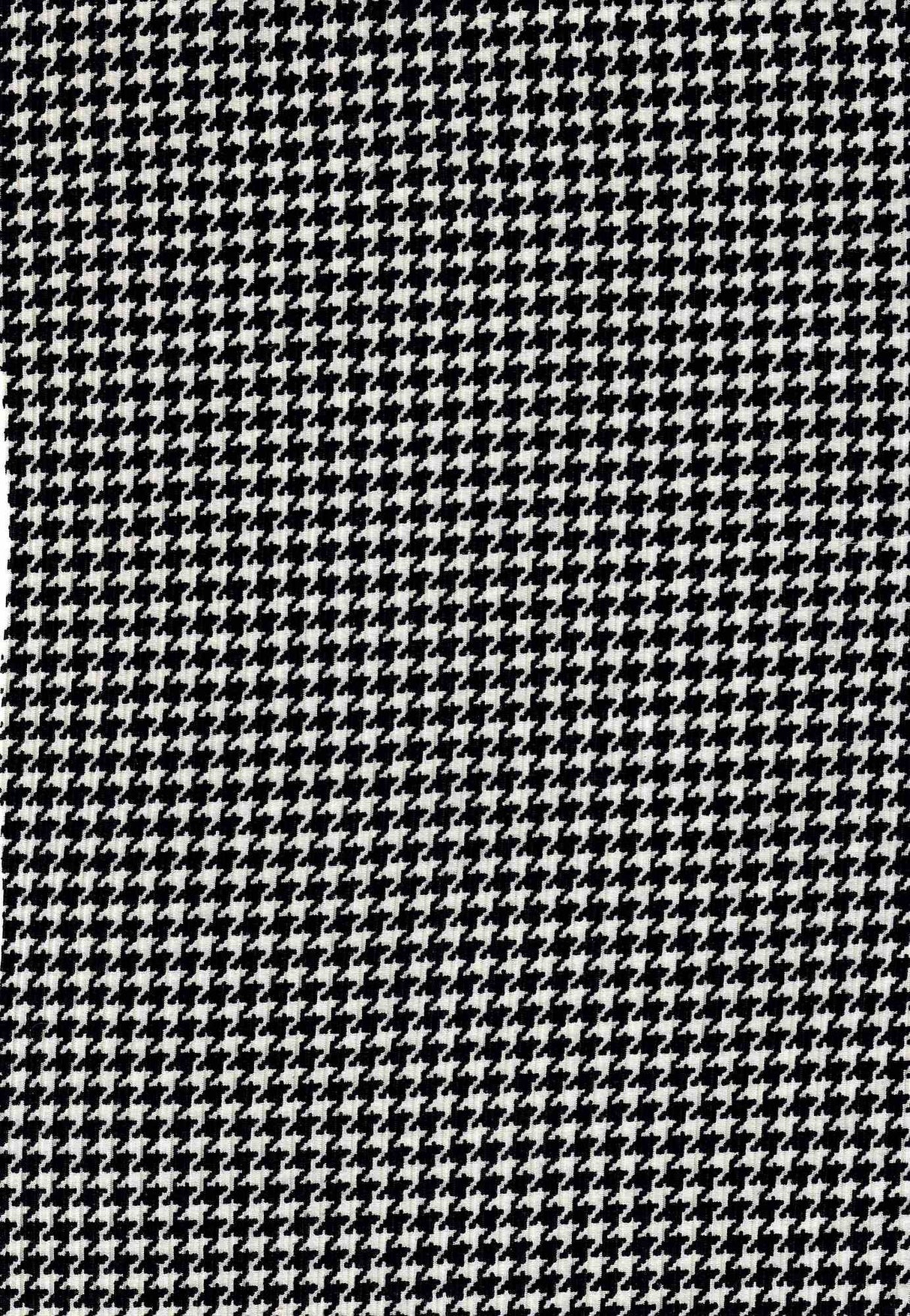 1 Yard Black Houndstooth Yummy Rib Knit Fabric 4x2 Soft Stretch 58 Inches Wide