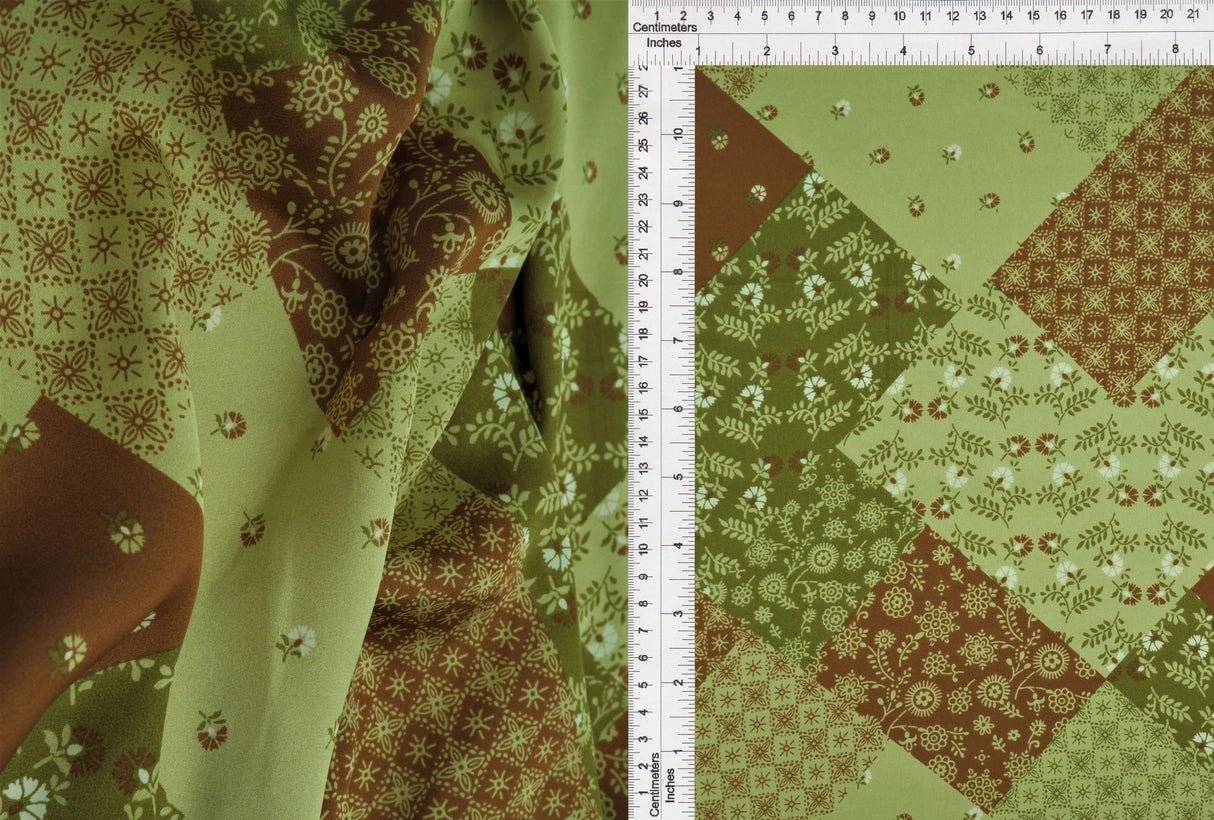 1 Yard Satin Patchwork Floral Print Fabric, 58/60? Wide 100% Polyester