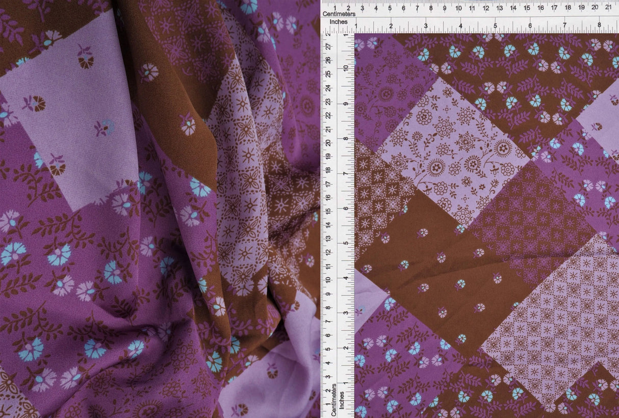 1 Yard Satin Patchwork Floral Print Fabric, 58/60? Wide 100% Polyester