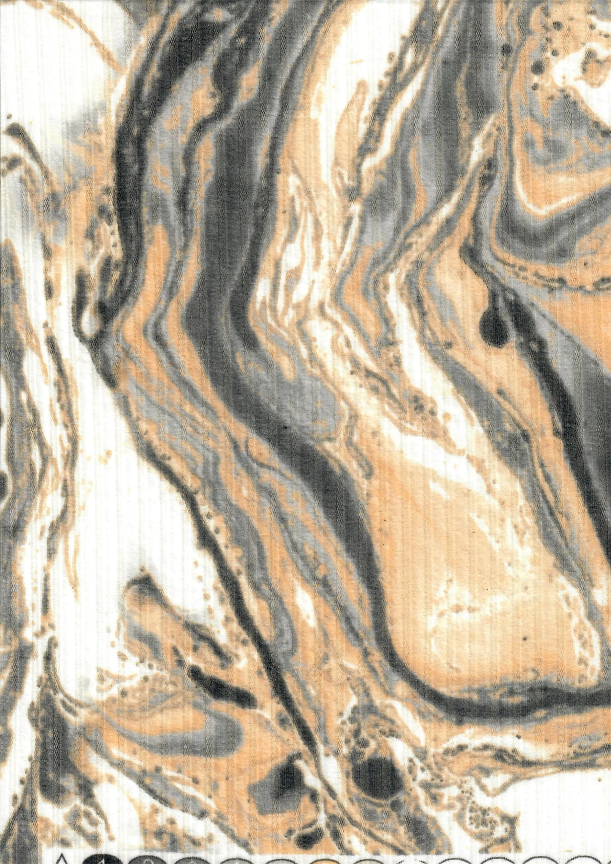 8x3 Yummy Rib Knit Fabric Marble Print, Soft & Stretchy 58/60" Wide