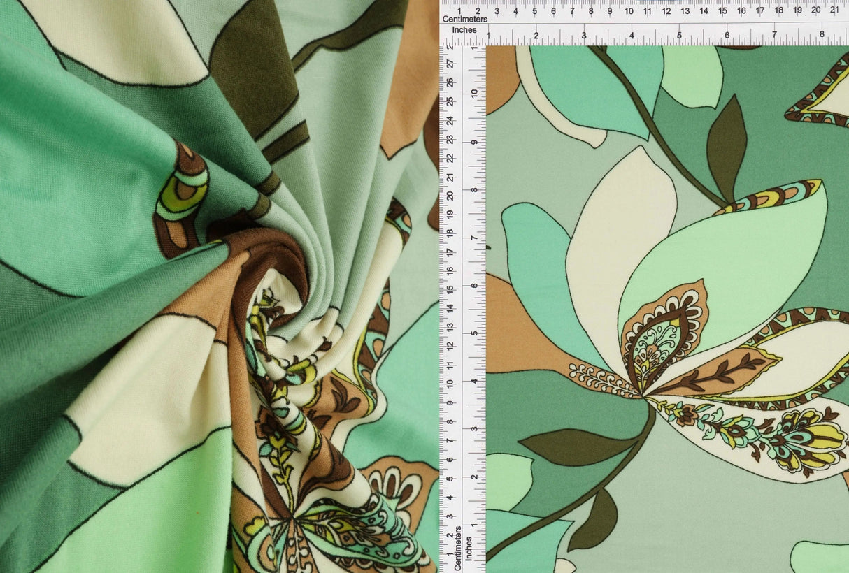 Soft Floral Garden Brushed DTY Knit Fabric Stretch Material 58/60" Wide