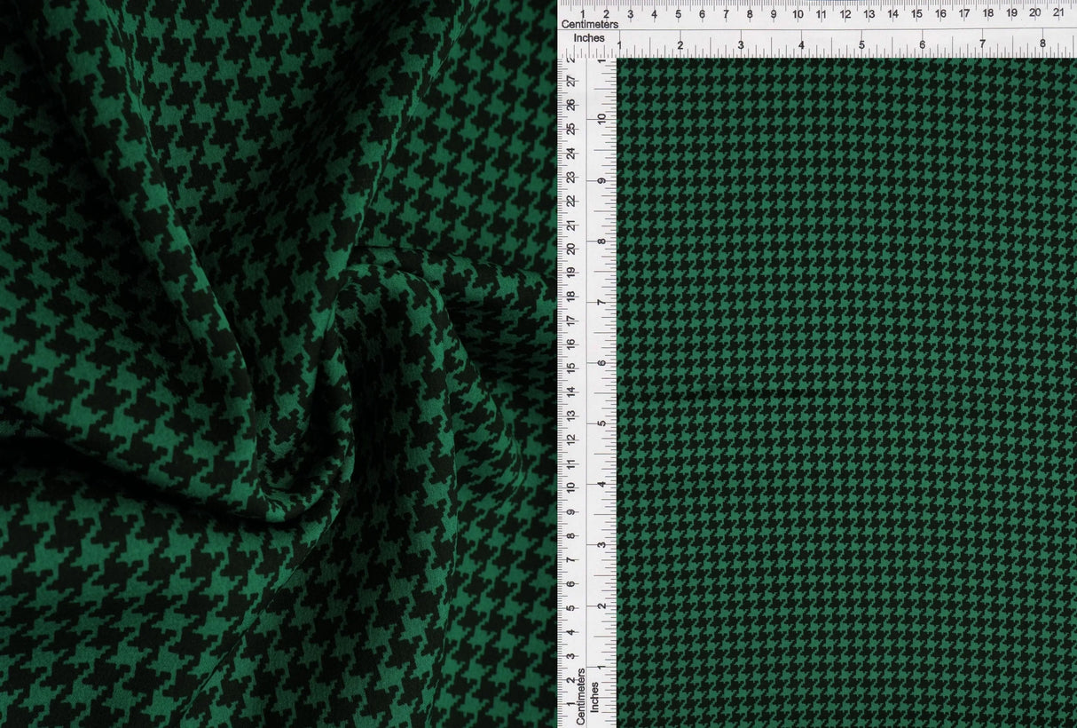 1 Yard Bubble Satin Houndstooth Print Fabric, 58/59'' Wide 97% Polyester, 3% Spandex