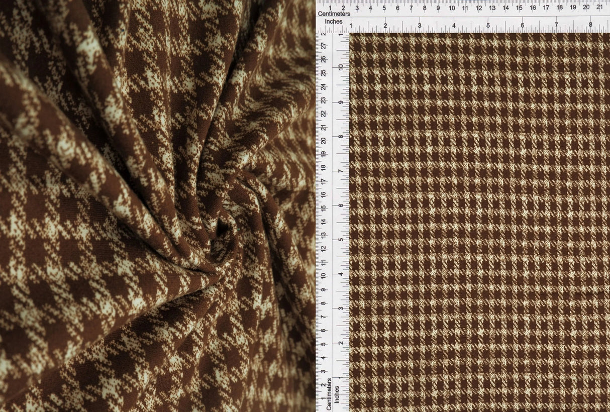 DTY Brushed Plaid Fabric, Stretch Checker Lightweight Knit, 58/60" Wide