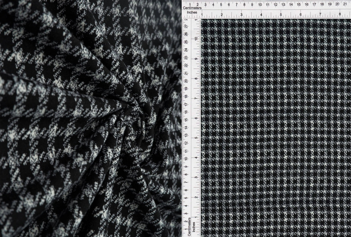 DTY Brushed Plaid Fabric, Stretch Checker Lightweight Knit, 58/60" Wide