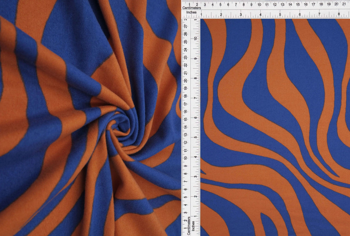 DTY Brushed Zebra Print Fabric, Stretch Animal Knit, 58/60" Wide Lightweight