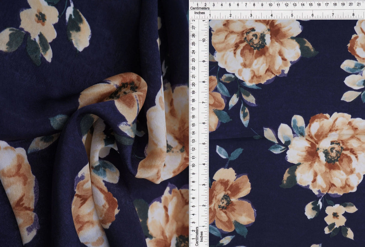 1 Yard Satin Floral Print Fabric, 57/58'' Wide 100% Polyester
