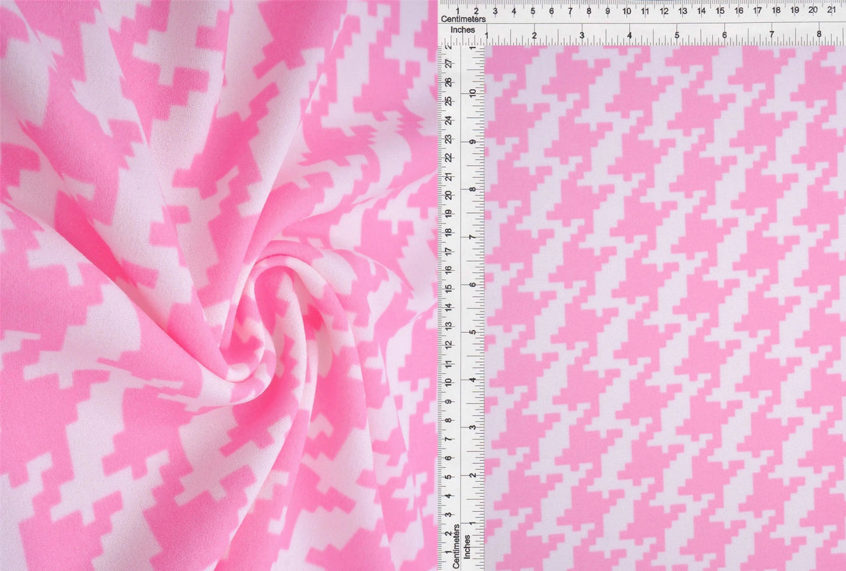 Techno Crepe Knit Fabric Houndstooth Print, Stretchy & Structured 58/60" Wide