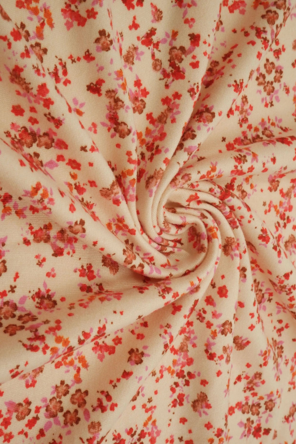 DTY Brushed Ditsy Stretch Knit Floral Fabric, 96% Polyester, 58/60" Wide