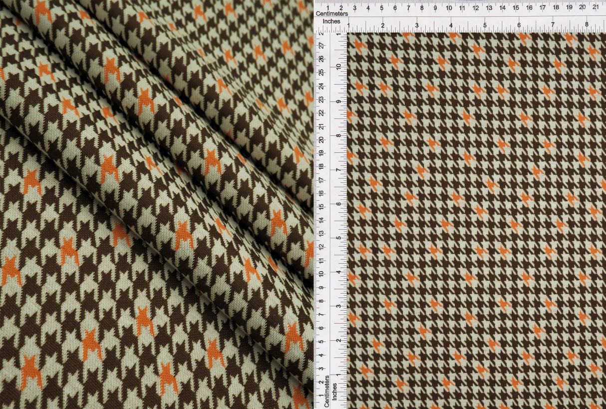 Houndstooth Double Knit Jacquard Fabric, Stretch Polyester Blend, 58/60" Wide