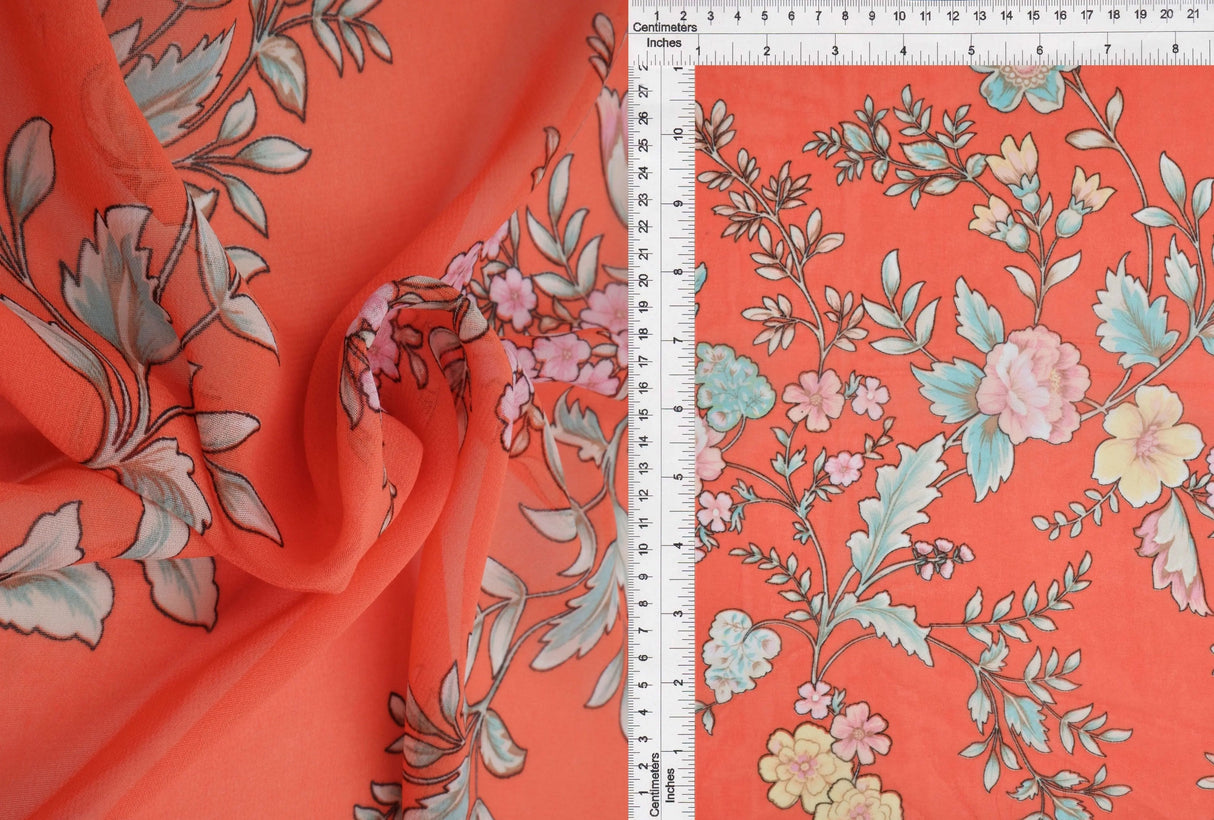 1 Yard Hi Multi Chiffon Floral Print Fabric, 57/58'' Wide 100% Polyester