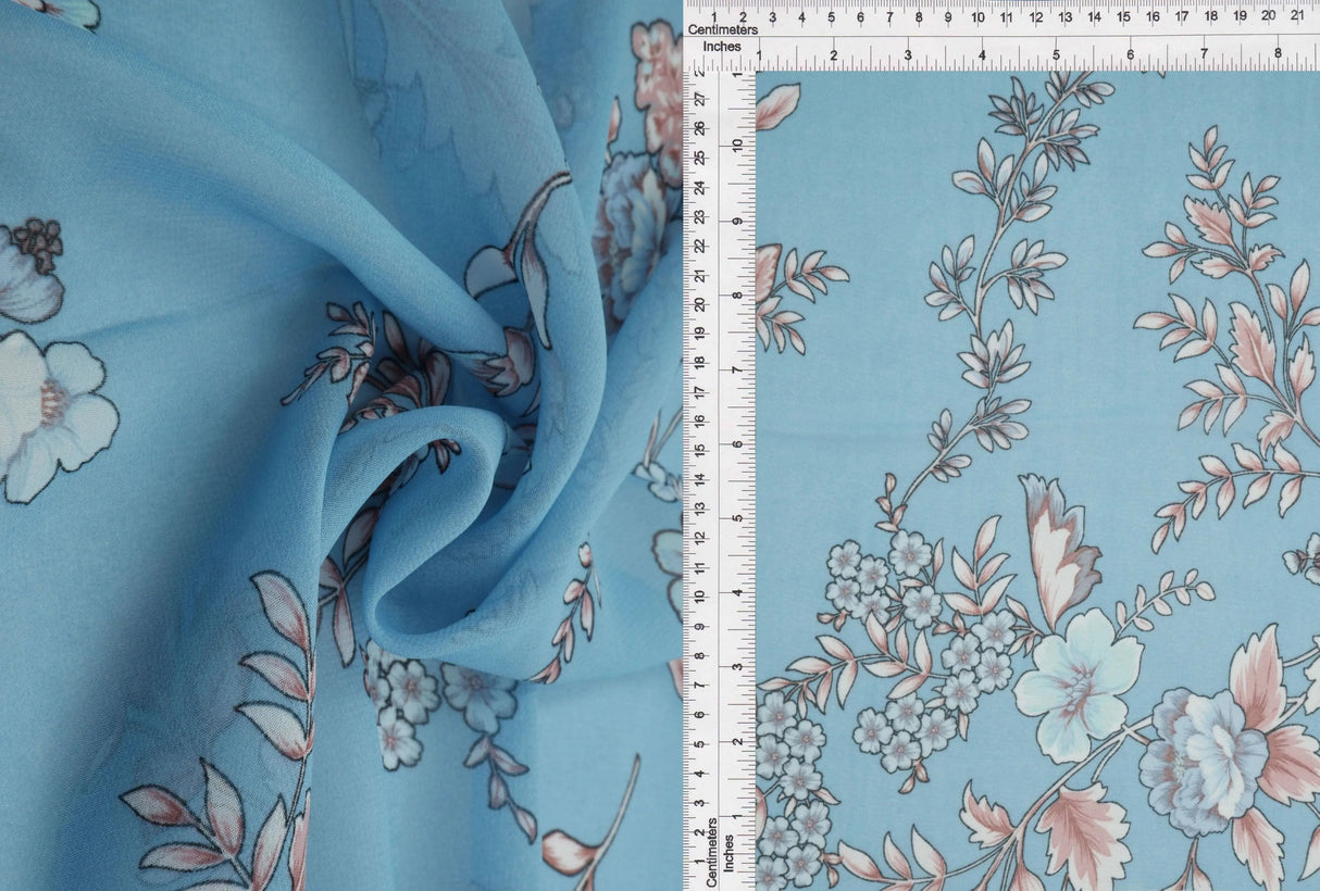 1 Yard Hi Multi Chiffon Floral Print Fabric, 57/58'' Wide 100% Polyester